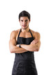 © theartofphoto - Young sexy shirtless chef or waiter wearing only apron
