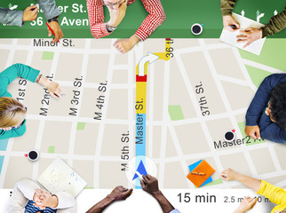 Poster - GPS Navigation Directions Location Map Concept