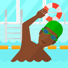 Poster - Swimmer training in pool.