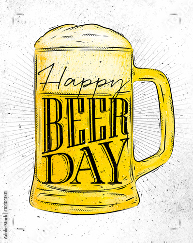 Naklejka - mata magnetyczna na lodówkę Poster beer day