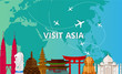 Trip and travel to asia country, and good places illustration concept