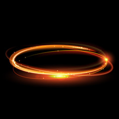 Aufkleber - Vector magic gold circle. Glowing fire ring. Glitter sparkle swirl.