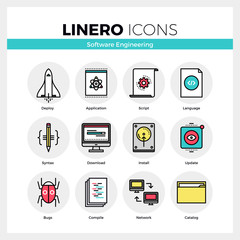 Fototapete - Software Engineering Linero Icons Set