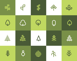 Tree icons. Flat style