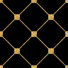 Wall Mural - rhombus seamless pattern. gold glitter and black template. abstract geometric texture. golden orname