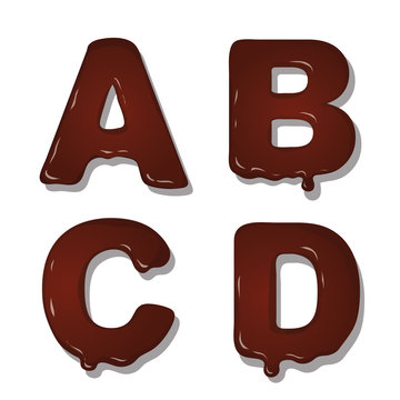 Vector latin capital alphabet letters of chocolate.  