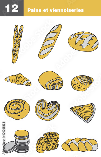 Icones Pain Et Viennoiseries Boulangerie Stock Vector Adobe Stock