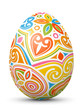 3D Vektor Osterei - Abstrakt verziert und mit fröhlichen Farben bemalt. Colorful Easter Egg with Abstract Pattern Isolated on White Background.