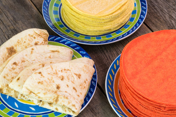 Assortment of mexican tortillas.