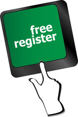 Poster - free register computer key showing internet login
