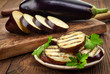 grilled eggplant on wooden table