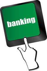 Poster - Keyboard key with enter button banking, business concept