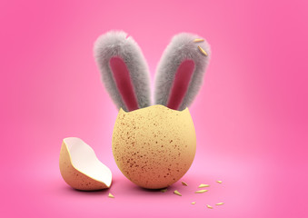 Happy Easter! An easter egg with fluffy rabbit ears poking out!