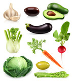 Vegetables, set of vector icons