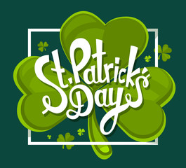 Wall Mural - Vector illustration of St. Patrick's Day greeting with large tri