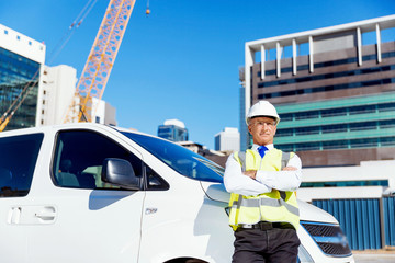 Wall Mural - Engineer builder at construction site