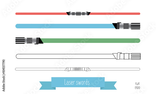 The flat illustration swords Poster Mural XXL