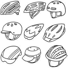 vector set of bicycle helmet