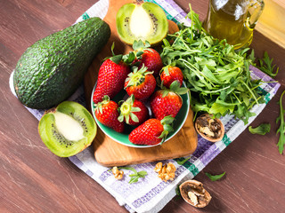 Ingredients for avocado salad