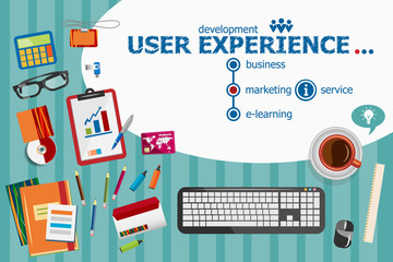 User experience and flat design illustration concepts for busine