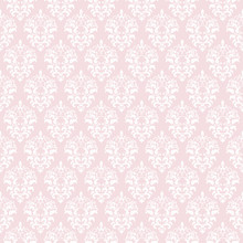 Damask Seamless Pattern Background In Pastel Pink.