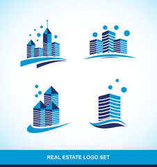 Poster - Real estate blue building skyscraper logo