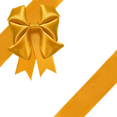 Wall Mural - image of a yellow bow on a white background closeup