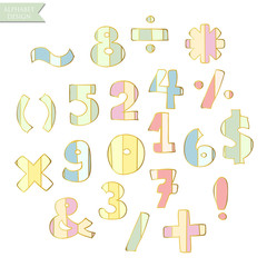 Wall Mural - Yellow pink blue green colorful ink alphabet letters.Hand drawn