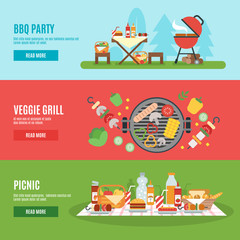 Wall Mural - BBQ party banner set