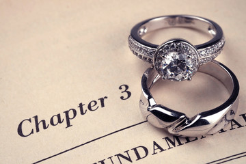 wedding rings  on book