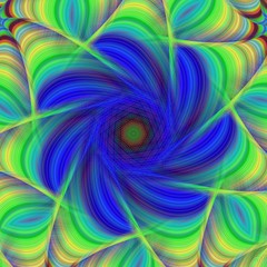 Poster - blue and green abstract fractal background