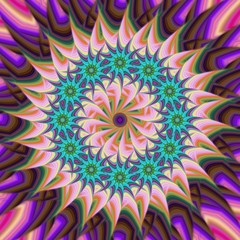 Poster - abstract colorful fractal flower star background