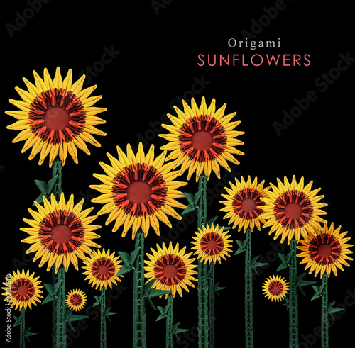 Origami Sunflowers Field Buy This Stock Photo And Explore