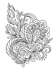 Decorative paisleys element collection. Vector illustration. Good for coloring book for adult and older children. Coloring page. Outline drawing.