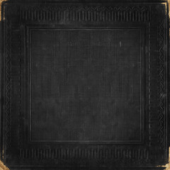 Wall Mural - Black vintage background from distress grunge fabric texture with antique ornamental frame