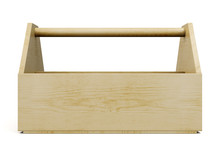 Wooden Tool Box Front On A White Background. 3d Rendering.