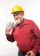 © kostyha - an old man in a helmet with dollars