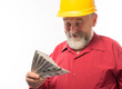 © kostyha - an old man in a helmet with dollars