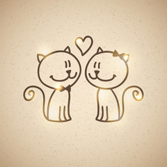 Wall Mural - cats couple