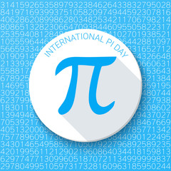 Pi sign with a shadow on a blue background. Mathematical constant, irrational number, greek letter. Abstract digital vector illustration for a Pi Day.