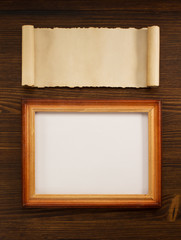 Wall Mural - photo picture frame on wood