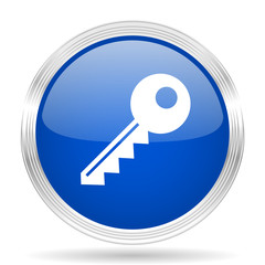 Aufkleber - key blue silver metallic metallic chrome web circle glossy icon
