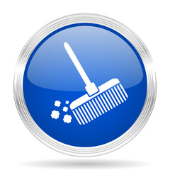 Poster - broom blue silver metallic metallic chrome web circle glossy icon