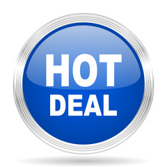 Poster - hot deal blue silver metallic metallic chrome web circle glossy icon