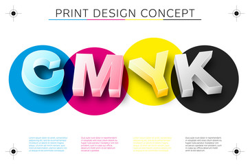 Wall Mural - cmyk print concept with 3d letters
