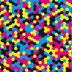 Wall Mural - abstract mosaic background from cmyk hexagons