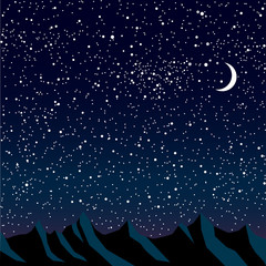 Wall Mural - silhouette of mountains. starry sky. eps 10.