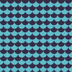 Wall Mural - Blue Fish Scales Seamless Pattern