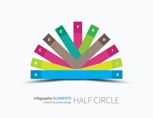 infographic half circle design / vector chart, graph with 11 cycling options, editable, modern trend graphic