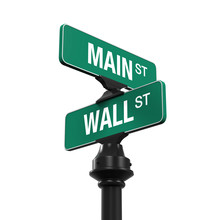 Direction Sign Of Main Street And Wall Street